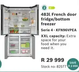 Hirsch's 483L French door fridge/bottom freezer offer