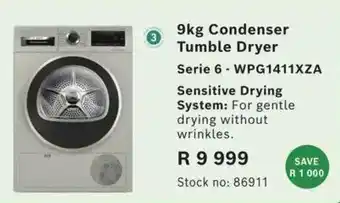 Hirsch's 9kg Condenser Tumble Dryer offer