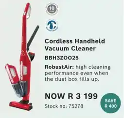 Hirsch's RobustAir Cordless Handheld Vacuum Cleaner offer