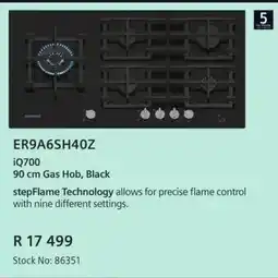 Hirsch's Siemens iQ700 90 cm Gas Hob, Black offer