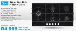 Hirsch's Midea 90cm Gas Hob - Black Glass offer
