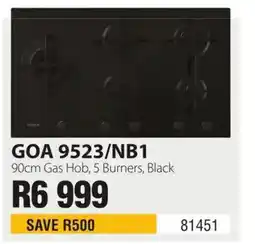 Hirsch's GOA 9523/NB1 90cm Gas Hob, 5 Burners, Black offer