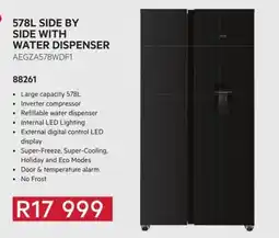 Hirsch's 578L SIDE BY SIDE WITH WATER DISPENSER AEG offer