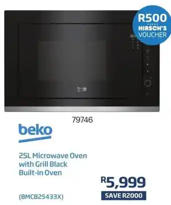 Hirsch's Beko 25L Microwave Oven with Grill Black Built-in Oven offer