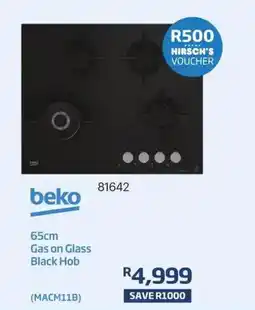Hirsch's beko 65cm Gas on Glass Black Hob offer