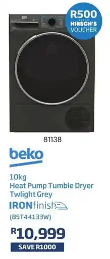Hirsch's beko 10kg Heat Pump Tumble Dryer Twilight Grey IRONfinish offer