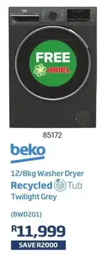 Hirsch's beko 12/8kg Washer Dryer Recycled Tub Twilight Grey offer
