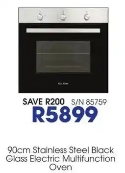 Hirsch's 90cm Stainless Steel Black Glass Electric Multifunction Oven offer