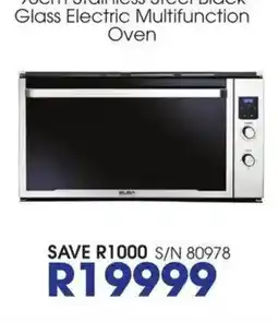 Hirsch's 70cm Stainless Steel Black Glass Electric Multifunction Oven ELBA offer