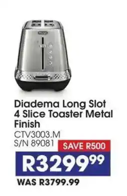 Hirsch's Diadema Long Slot 4 Slice Toaster Metal Finish offer