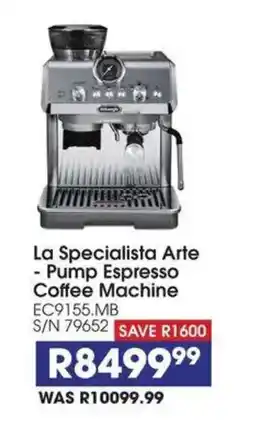 Hirsch's La Specialista Arte - Pump Espresso Coffee Machine offer