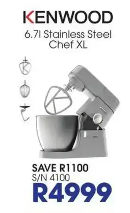 Hirsch's KENWOOD 6.7l Stainless Steel Chef XL offer