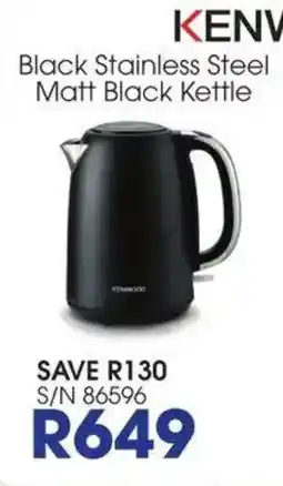 Hirsch's Kenwood Black Stainless Steel Matt Black Kettle offer