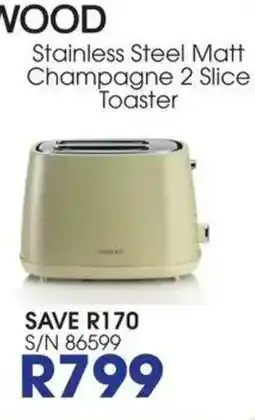 Hirsch's WOOD Stainless Steel Matt Champagne 2 Slice Toaster offer