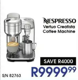 Hirsch's Nespresso Vertuo Creatista Coffee Machine offer