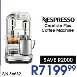 Hirsch's Nespresso Creatista Plus Coffee Machine offer