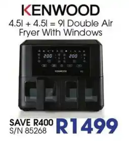 Hirsch's KENWOOD 4.5l + 4.5l = 9l Double Air Fryer With Windows offer