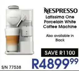 Hirsch's NESPRESSO Latissima One Porcelain White Coffee Machine offer