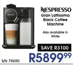 Hirsch's Nespresso Gran Lattissima Black Coffee Machine offer