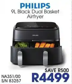 Hirsch's PHILIPS 9L Black Dual Basket Airfryer offer