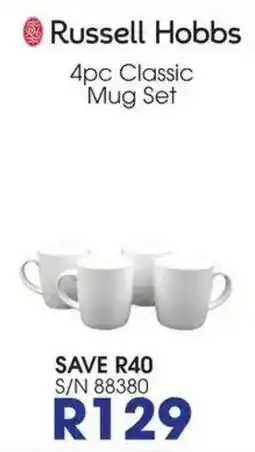 Hirsch's Russell Hobbs 4pc Classic Mug Set offer