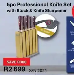 Hirsch's Snappy Chef Professional Knife Set with Block & Knife Sharpener offer