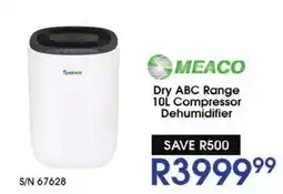 Hirsch's MEACO Dry ABC Range 10L Compressor Dehumidifier offer