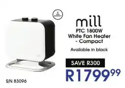 Hirsch's mill PTC 1800W White Fan Heater - Compact offer