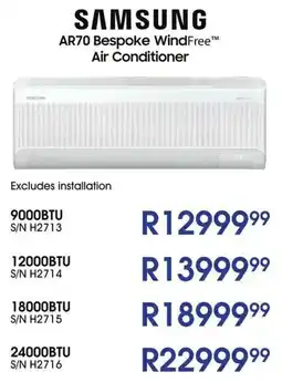 Hirsch's SAMSUNG AR70 Bespoke WindFree™ Air Conditioner offer