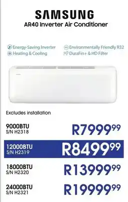 Hirsch's SAMSUNG AR40 Inverter Air Conditioner offer