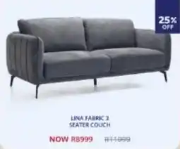 Decofurn LINA FABRIC 3 SEATER COUCH offer