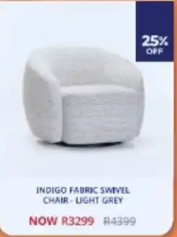 Decofurn INDIGO FABRIC SWIVEL CHAIR - LIGHT GREY offer
