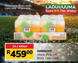 Jumbo Smirnoff Storm, Pine or Berry Twist Cans offer
