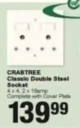 Build It CRABTREE Classic Double Steel Socket offer
