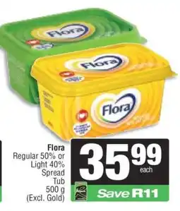 Spar Flora Regular 50% or Light 40% Spread Tub offer