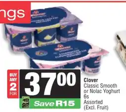 Spar Clover Classic Smooth or Nolac Yoghurt 6s offer