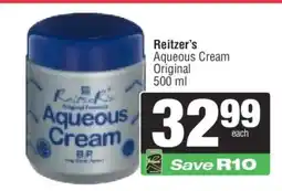 Spar Reitzer's Aqueous Cream Original 500 ml offer