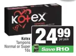 Spar Kotex Tampons offer