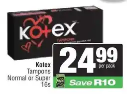Spar Kotex Tampons offer