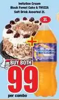 Boxer Twizza - imitation cream black forest cake & twizza soft drink offer