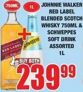 Boxer Johnnie walker - red label blended scotch whisky & schweppes soft drink offer