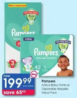 Clicks Pampers Active Baby Pants or Disposable Nappies Value Pack offer