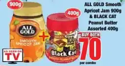 Boxer All Gold Smooth Apricot Jam & Black Cat Peanut Butter Assorted offer