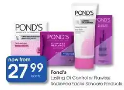 Clicks Pond's Lasting Oil Control or Flawless Radiance Facial Skincare Products offer