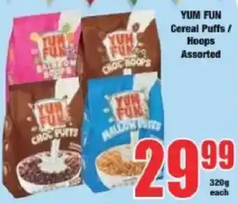 Boxer YUM FUN Cereal Puffs / Hoops Assorted offer