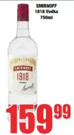 Boxer SMIRNOFF 1818 Vodka offer