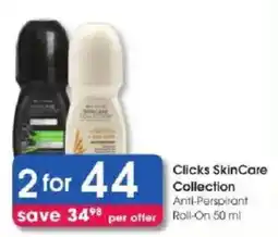 Clicks Clicks SkinCare Collection Anti-Perspirant Roll-On offer