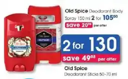 Clicks Old Spice Deodorant Body Spray offer