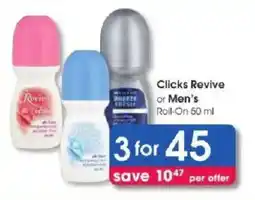 Clicks Clicks Revive or Men's Roll-On offer