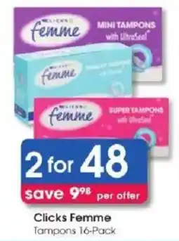 Clicks Clicks Femme Tampons offer